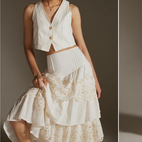 Anthropologie Dresses & Skirts - Anthropologie Tiered Lace Maxi Skirt
